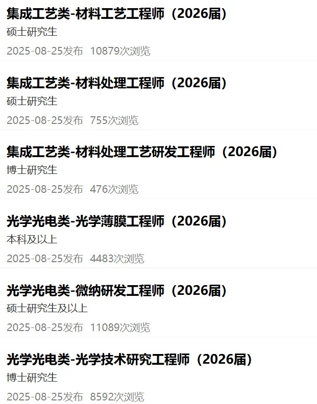 26材料秋招央国企岗位汇总