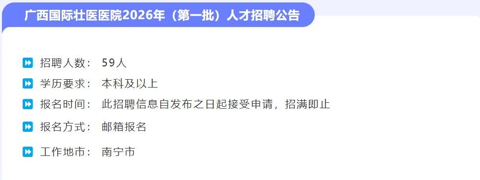 广西国际壮医医院2026年(第一批)人才招聘