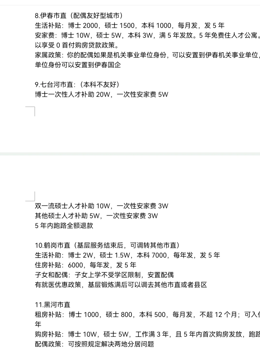 黑龙江选调各市生活补贴梳理