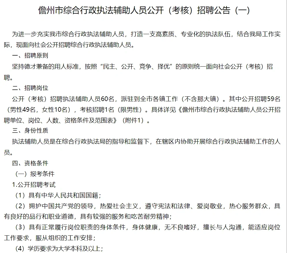 儋州市综合行政执法局招聘
