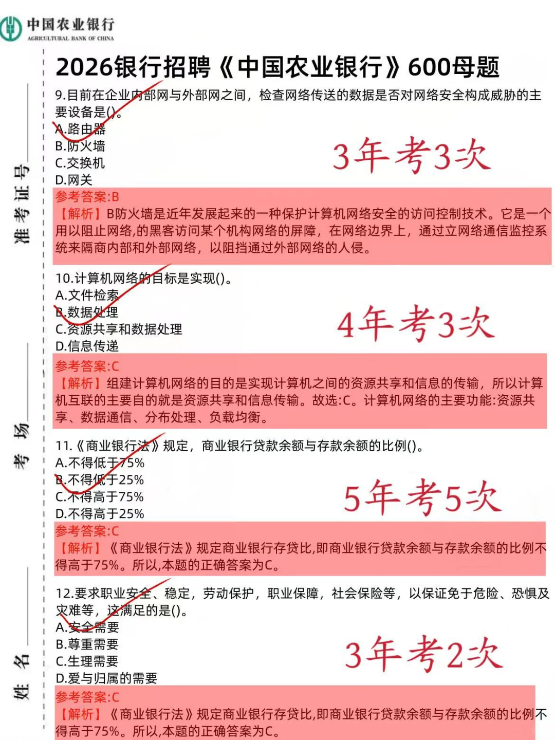 农业银行笔试通知已出，就这600题，重复率92%