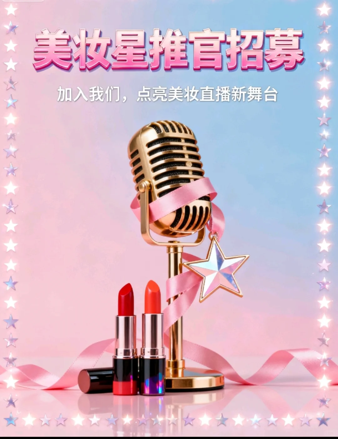 美妆带货主播招聘（可接受小白！）