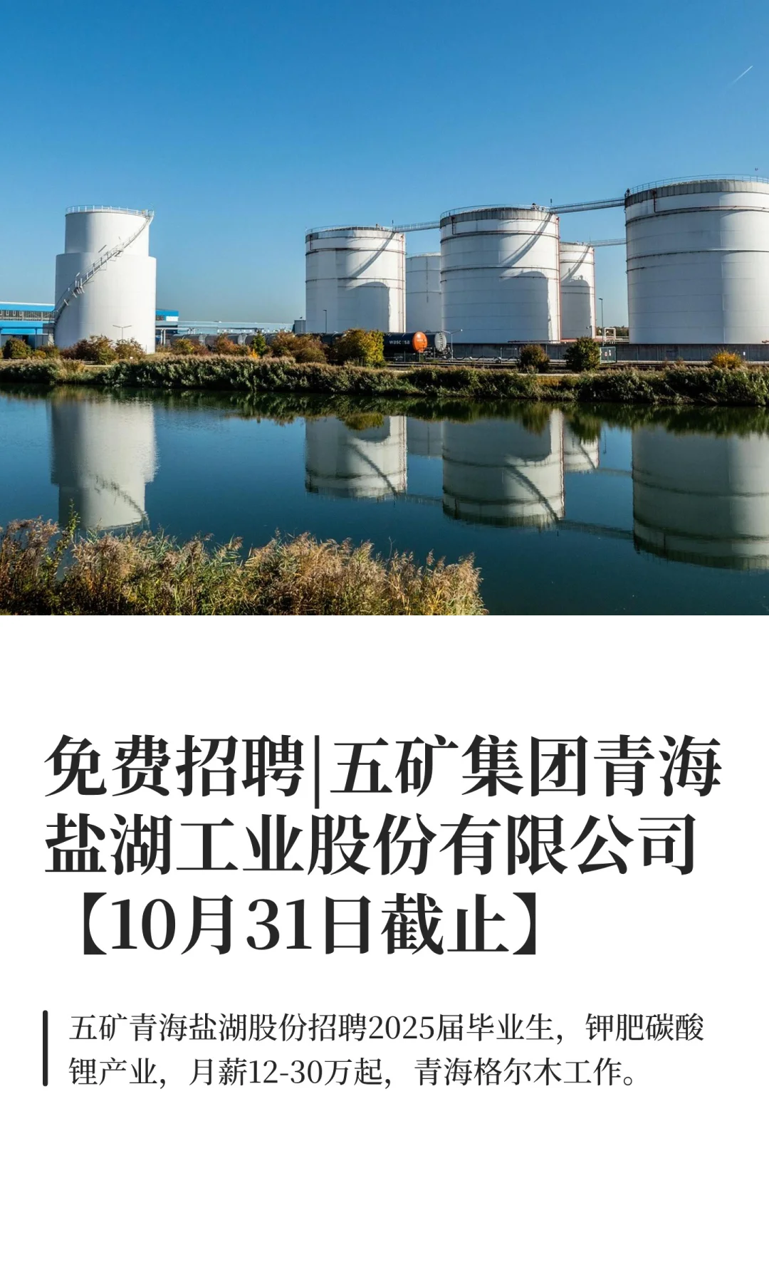 免费招聘|五矿集团青海盐湖工业股份有限公