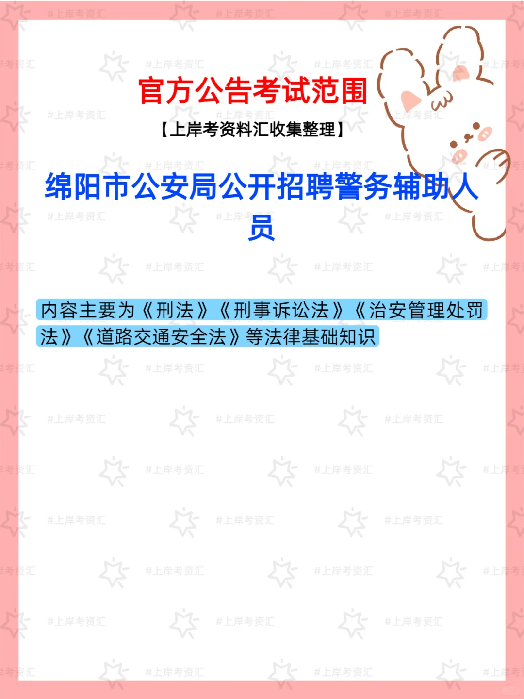 绵阳市公安局公开招聘警务辅助人员