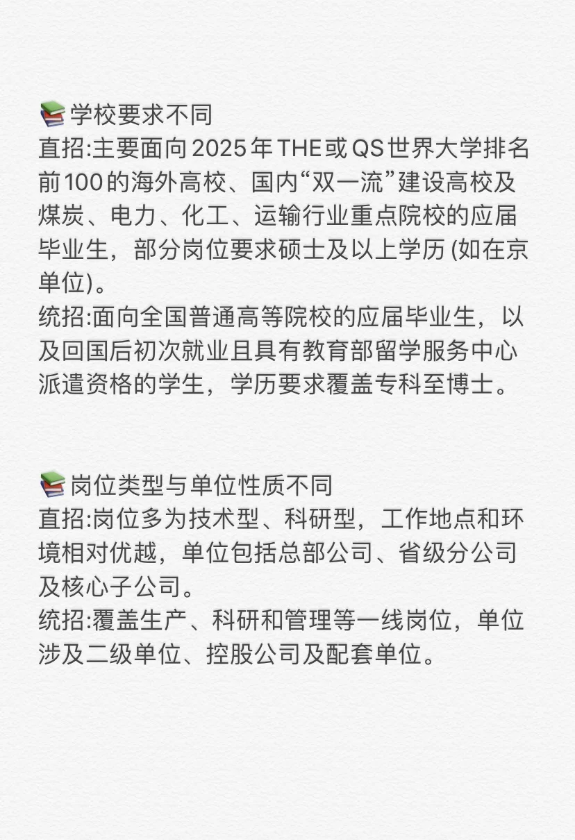 国家能源统招和直招的区别
