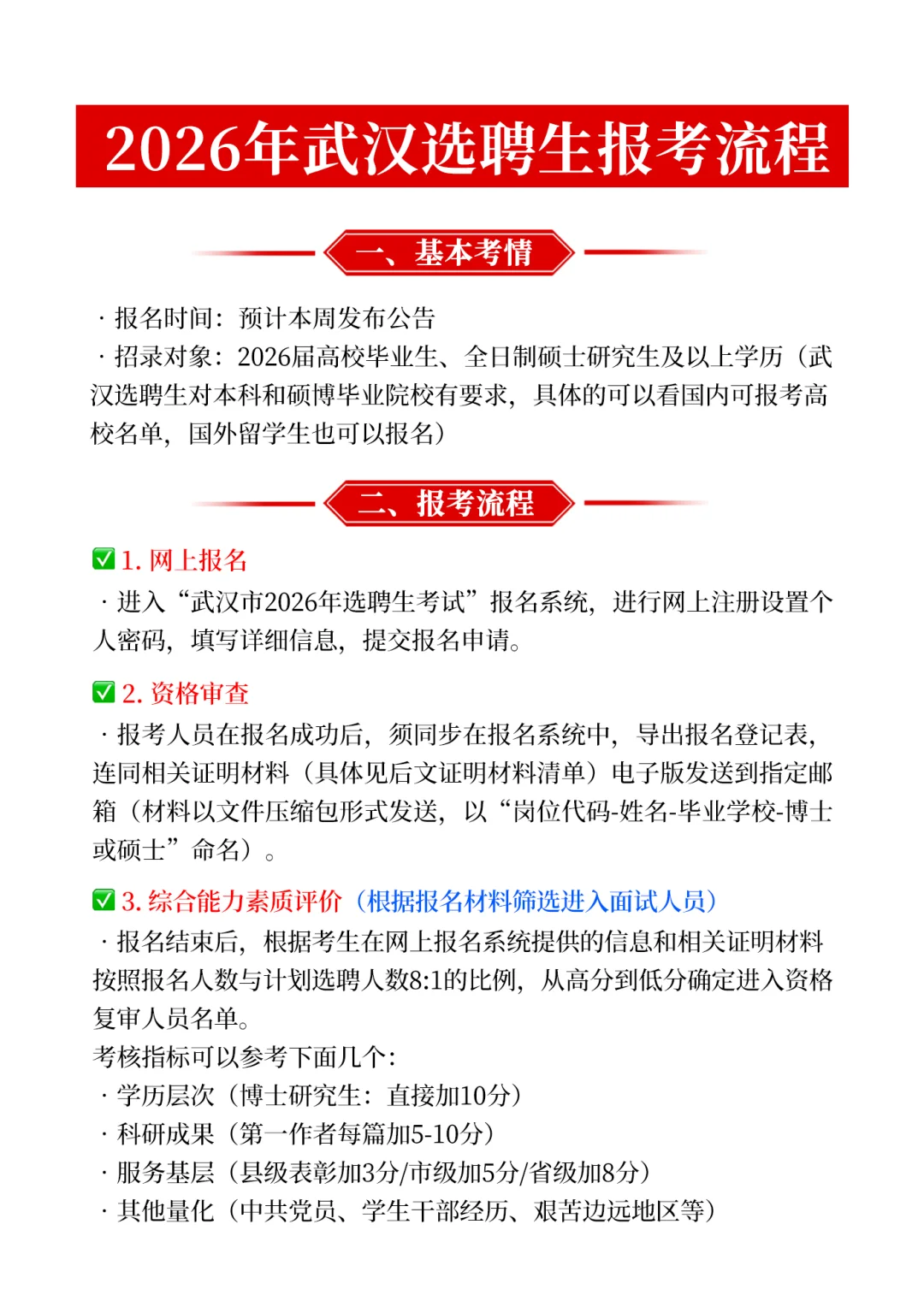 26武汉选聘生报考流程！综合能力如何评分？