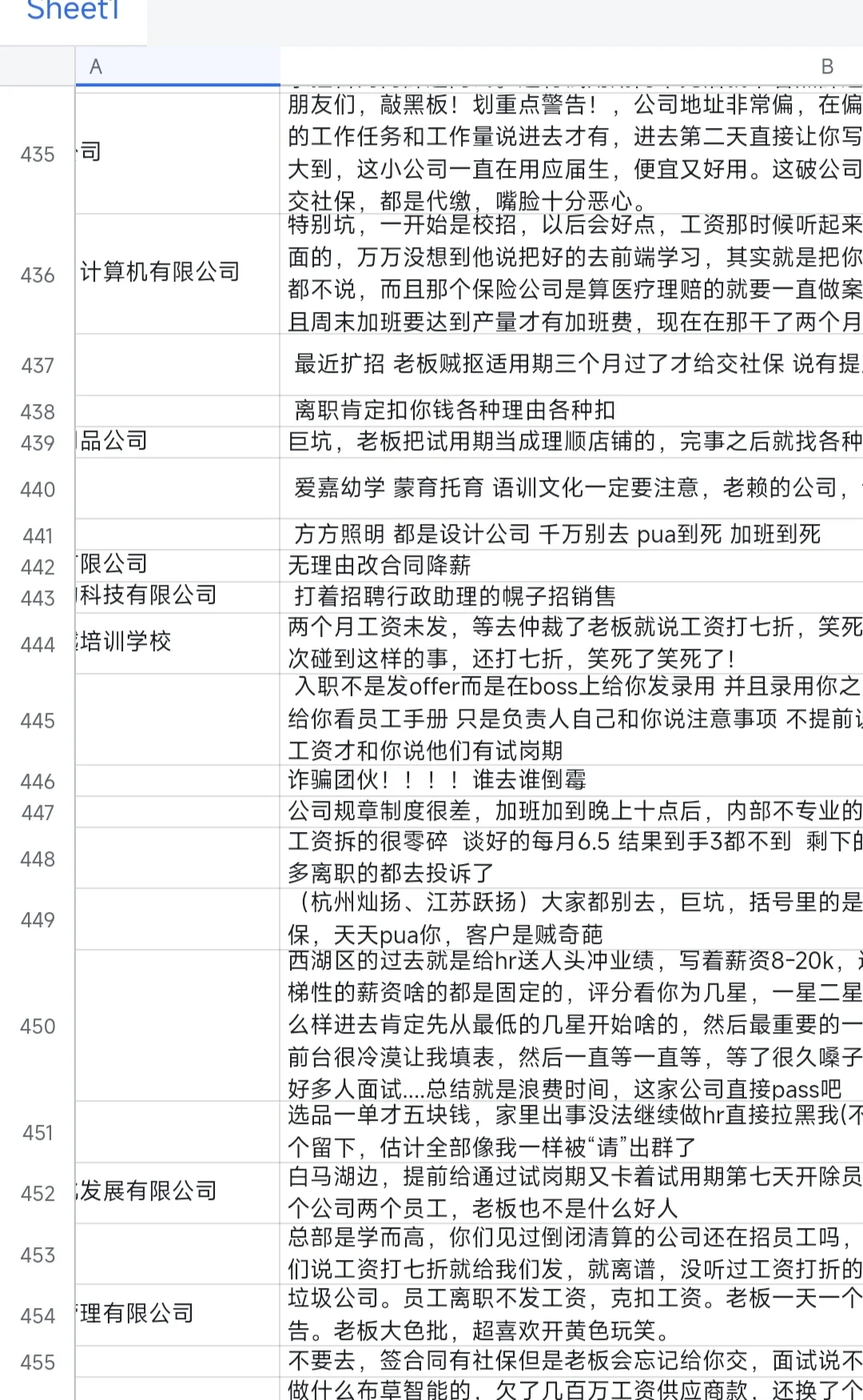 壁雷名单集合（杭州公司）