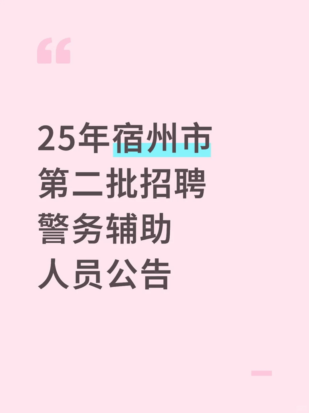 25年宿州市第二批招聘警务辅助人员公告