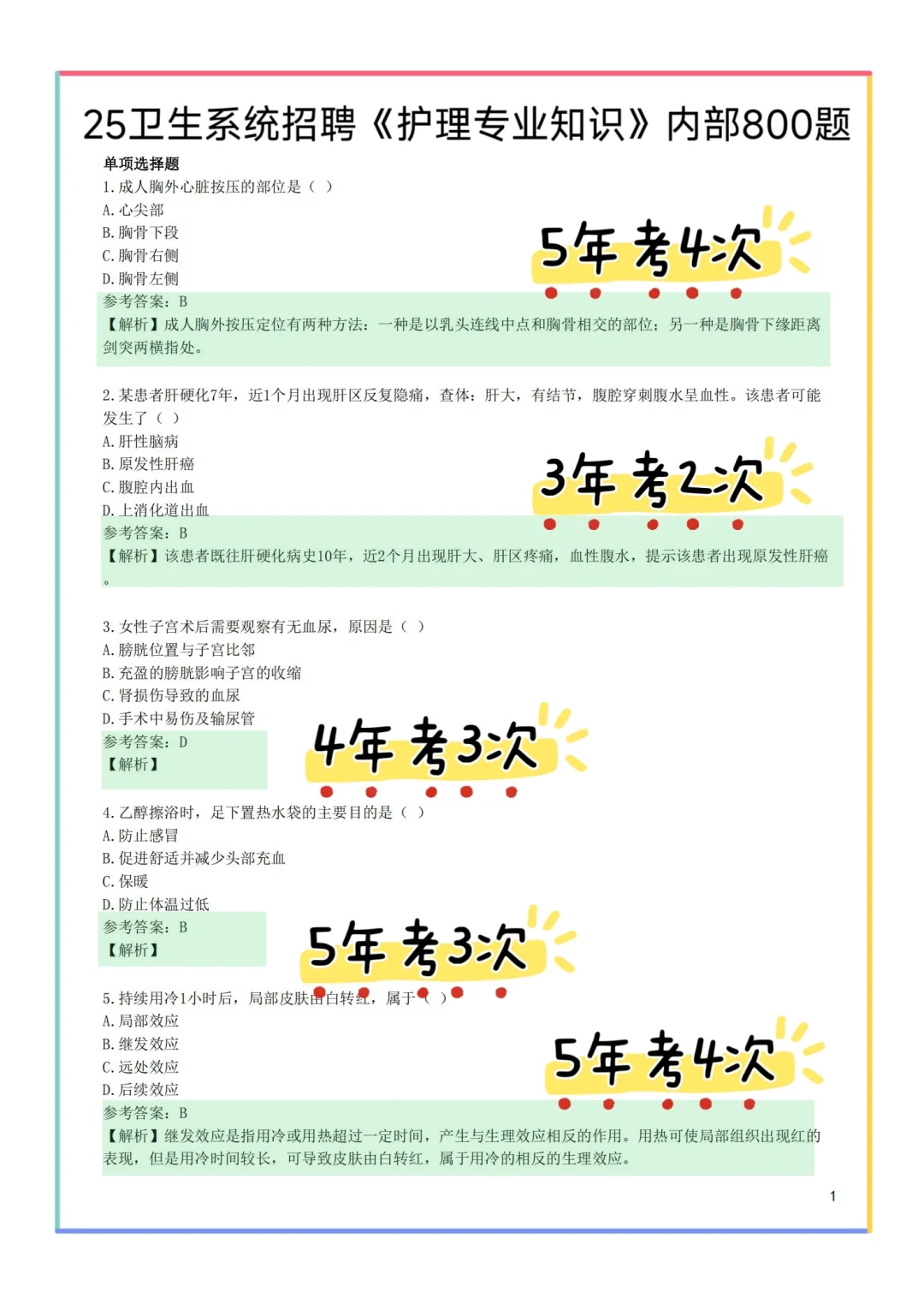 给济宁卫健委的一份考前小抄，速背