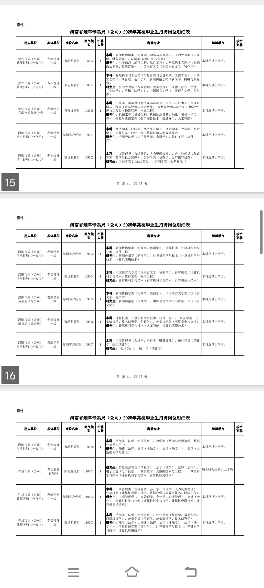 最新！2025年河南烟草岗位招聘260人