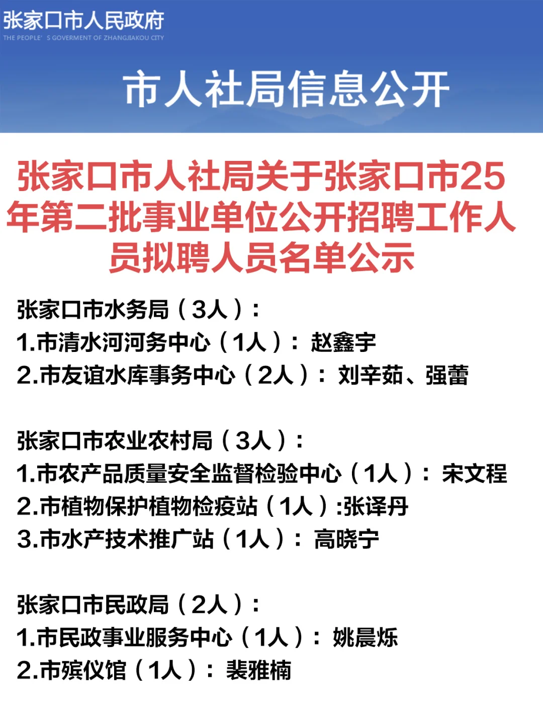 恭喜上岸！张家口事业单位二招名单公示！
