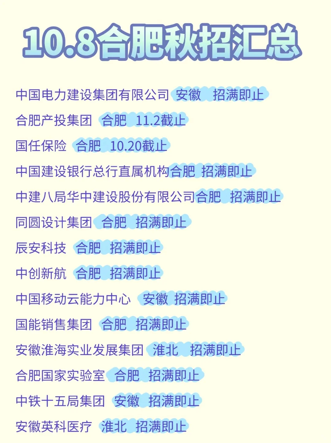 10月新开的合肥秋招来喽！26届抓紧投呀！