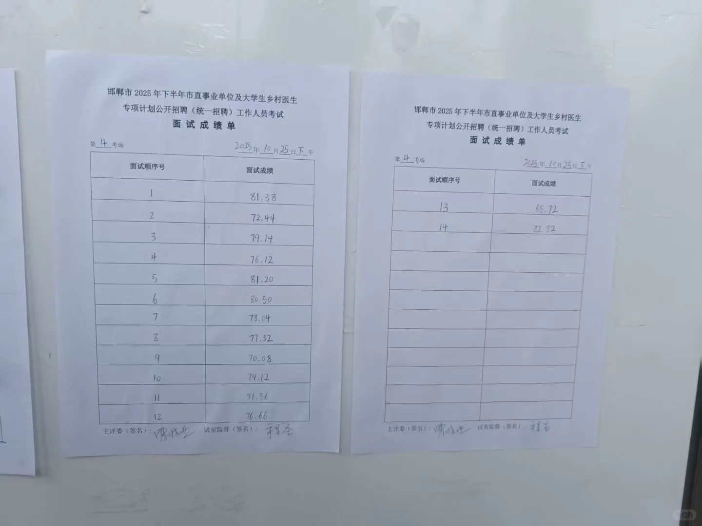 邯郸市直面试成绩已出