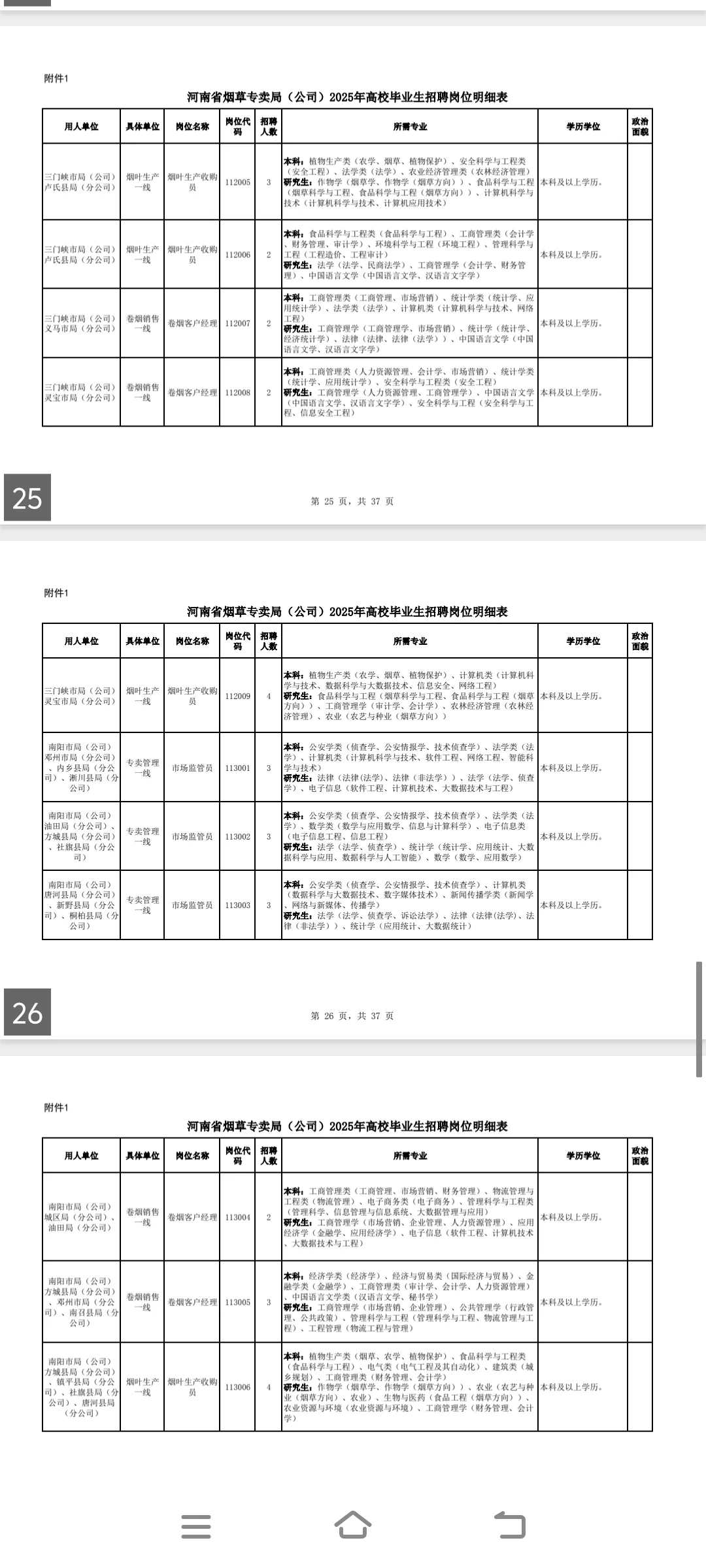 最新！2025年河南烟草岗位招聘260人
