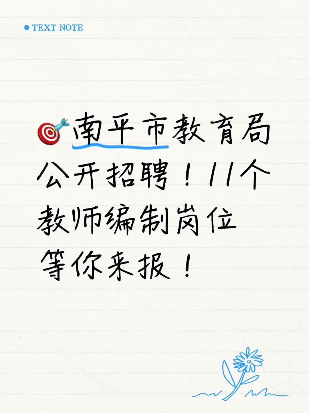 🎯南平市教育局公开招聘！11个教师编制岗位