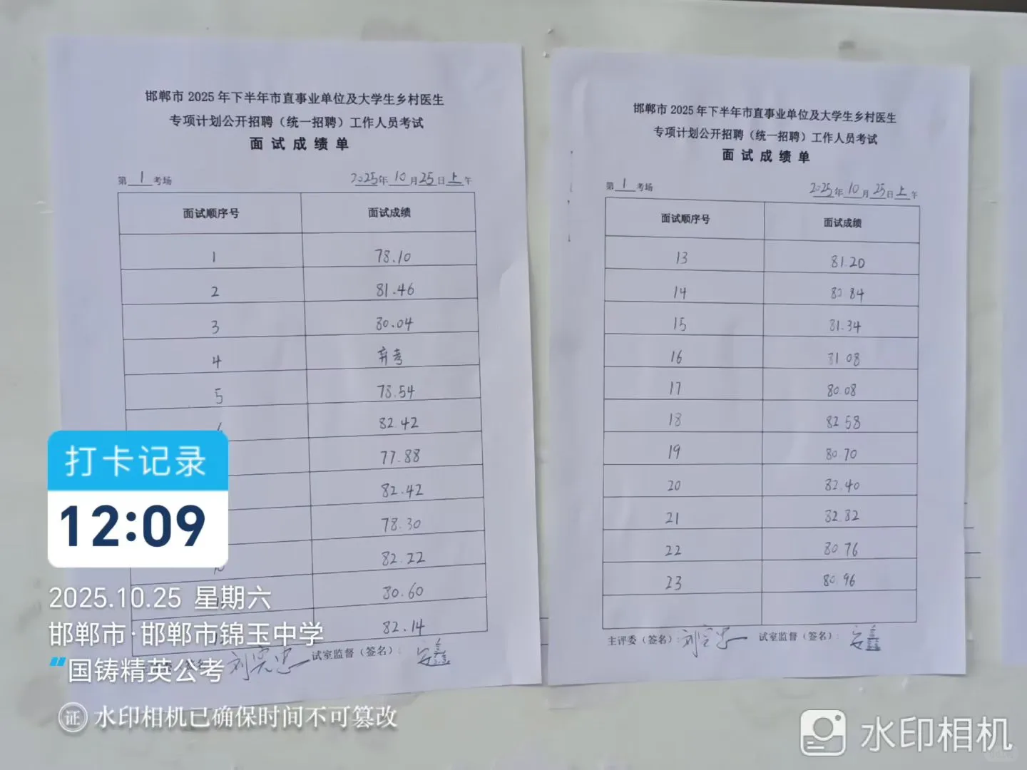 邯郸市直面试成绩已出