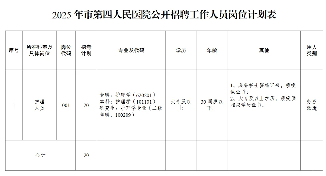 2025马鞍山市第四人民医院招聘20人