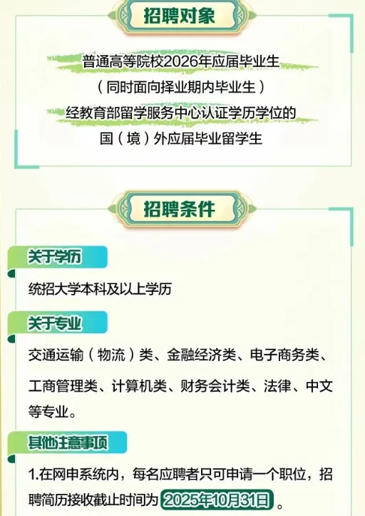 中国邮政黑龙江省分公司2026年（秋季）招聘