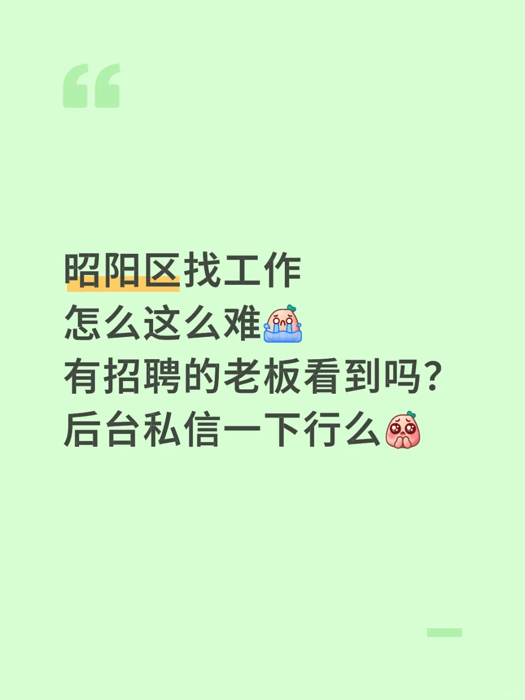 有搭子一起吗？昭阳区找工作