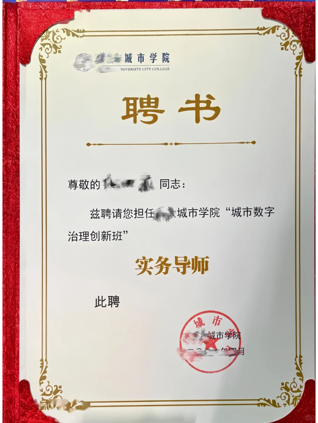 🔥收藏31：某大学实务导师聘书