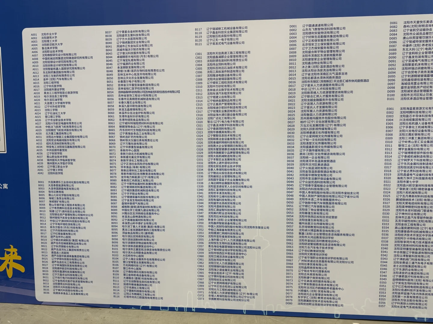 今日招聘会企业名录～