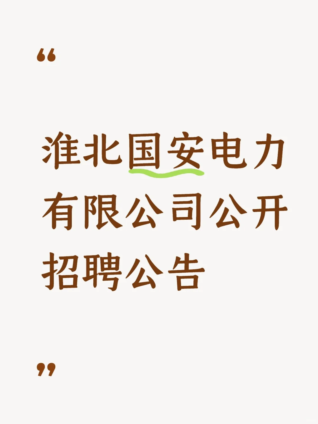 淮北国安电力有限公司公开招聘公告