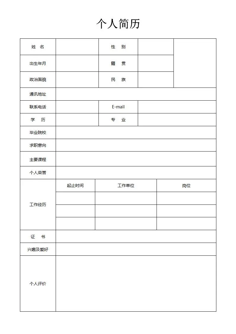 分享3套个人简历模板 可打印