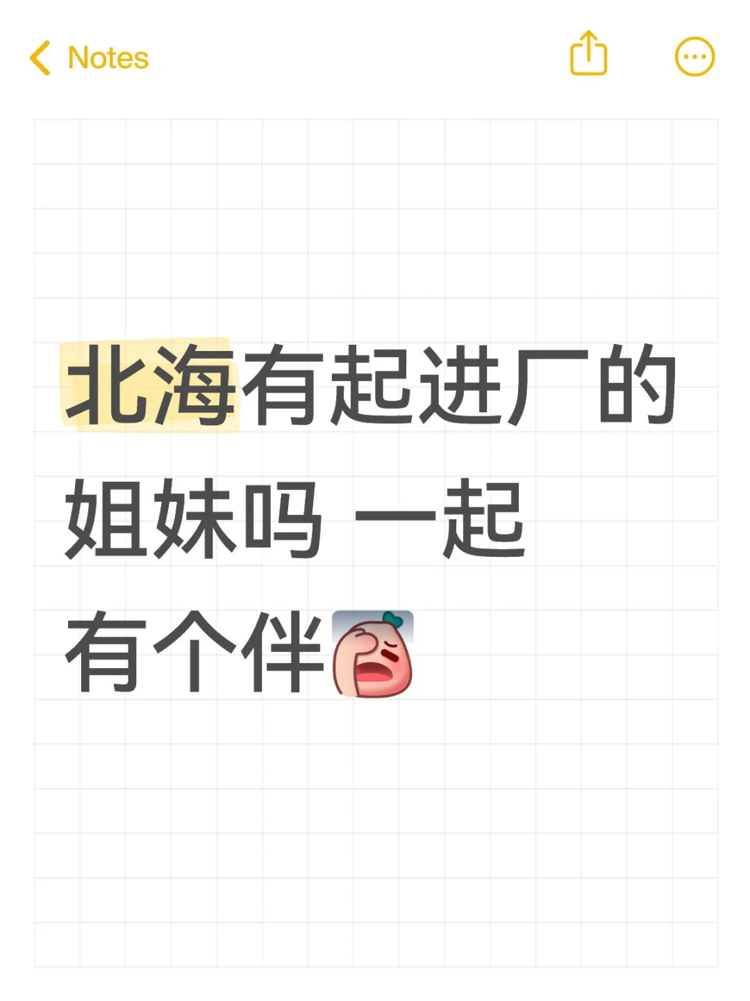 北海有起进厂的姐妹吗 一起有个伴。