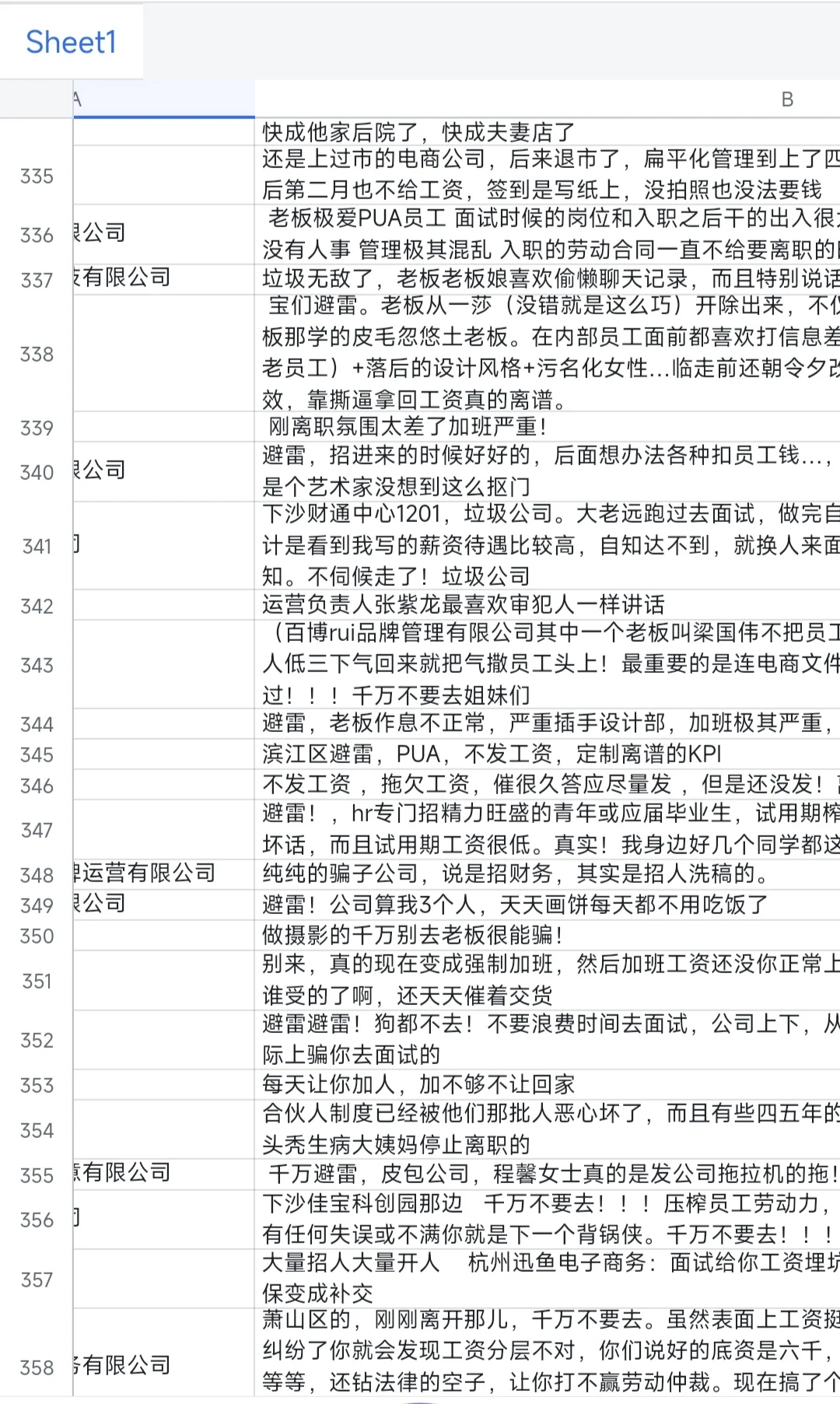 壁雷名单集合（杭州公司）