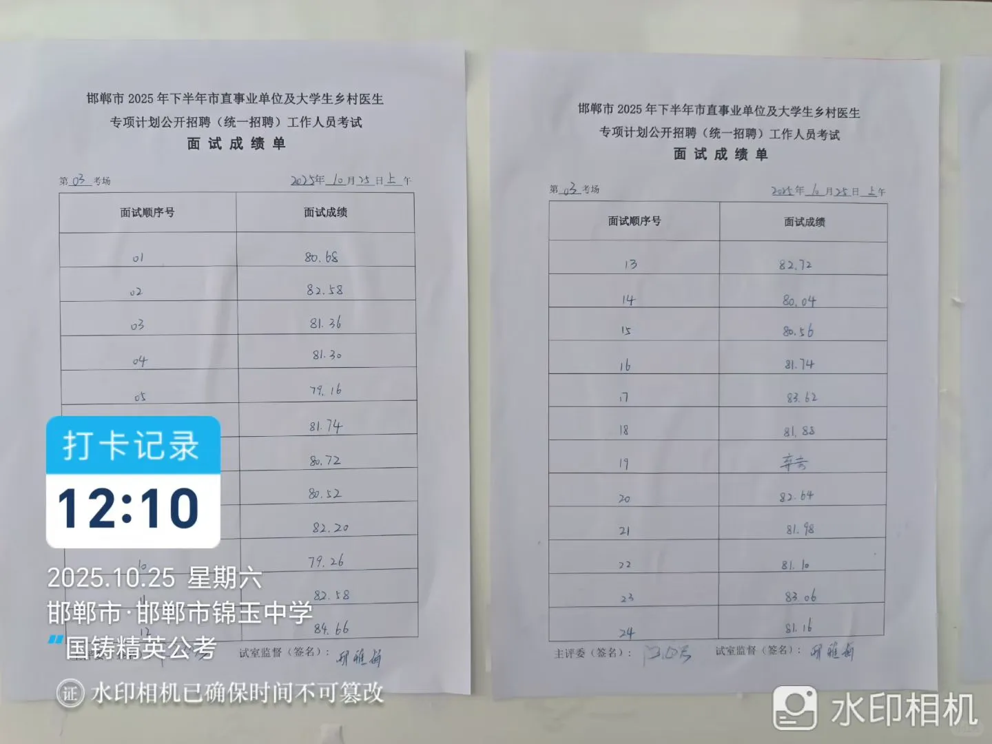 邯郸市直面试成绩已出