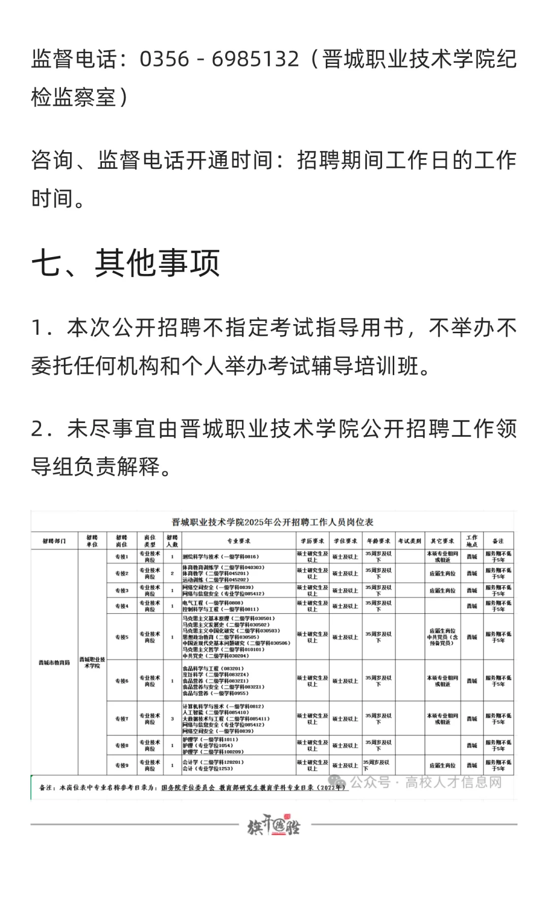 山西 | 晋城职业技术学院2025年公开招聘工