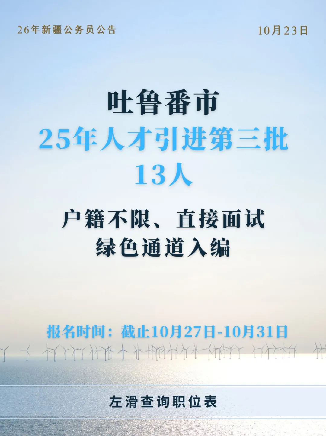 吐鲁番市人才引13人！直接面试