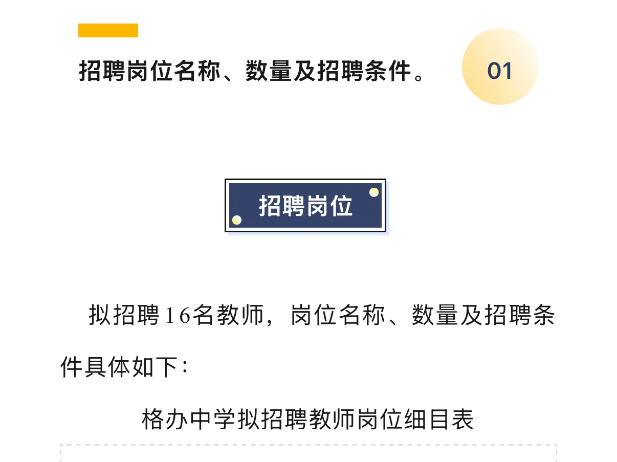 编外教师 格办中学招16名教师！