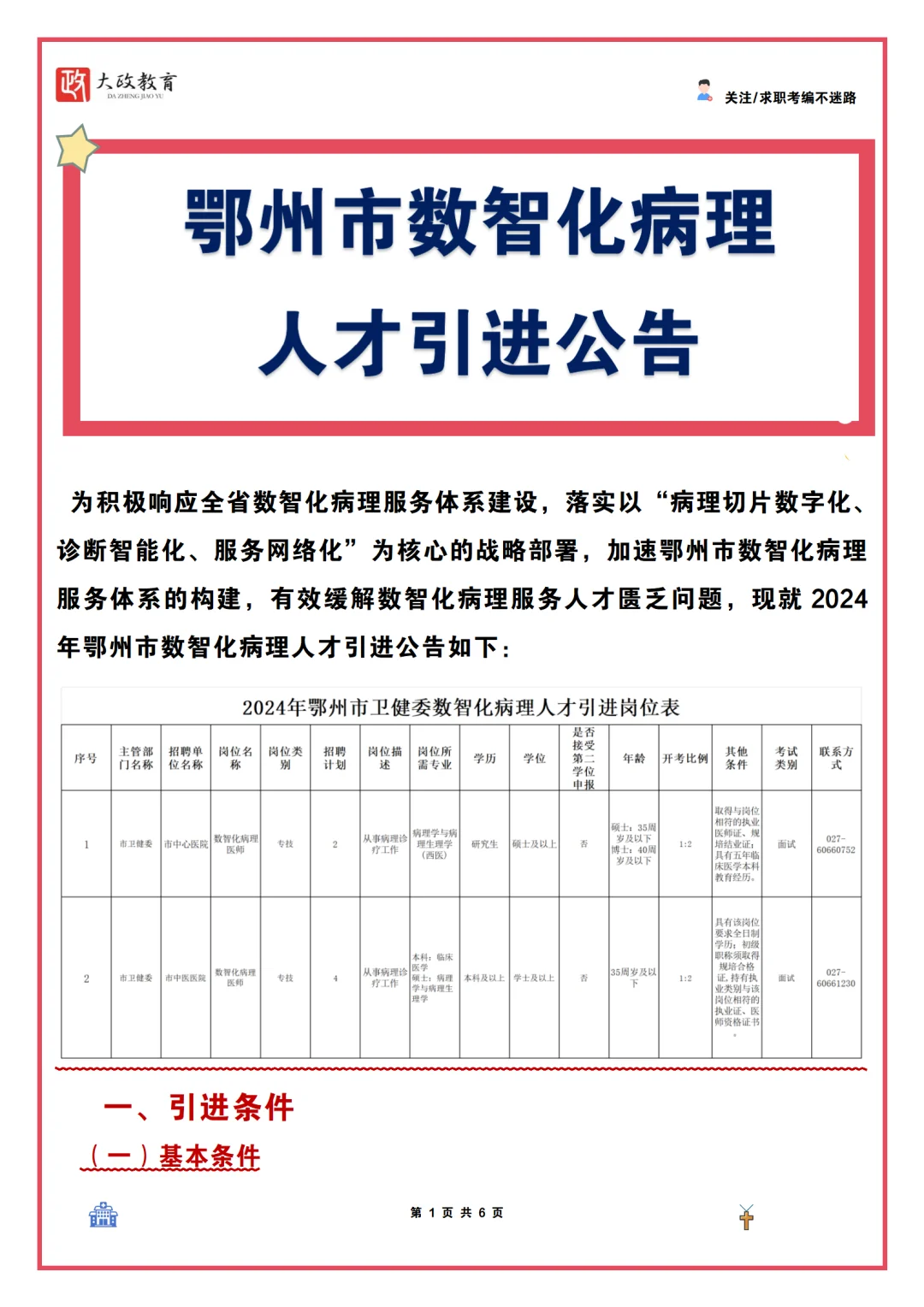 鄂州市数智化病理人才引进