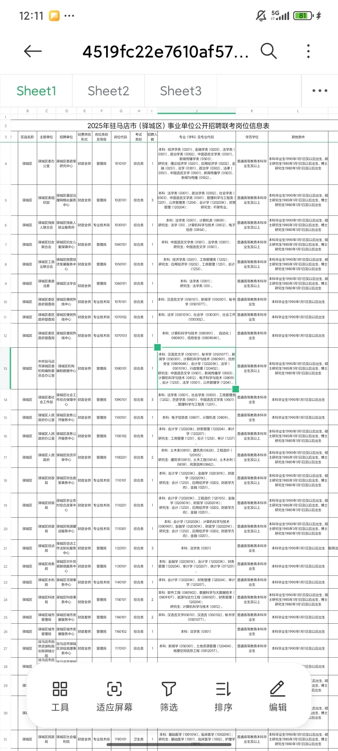 驻马店事业编岗位表or复习资料
