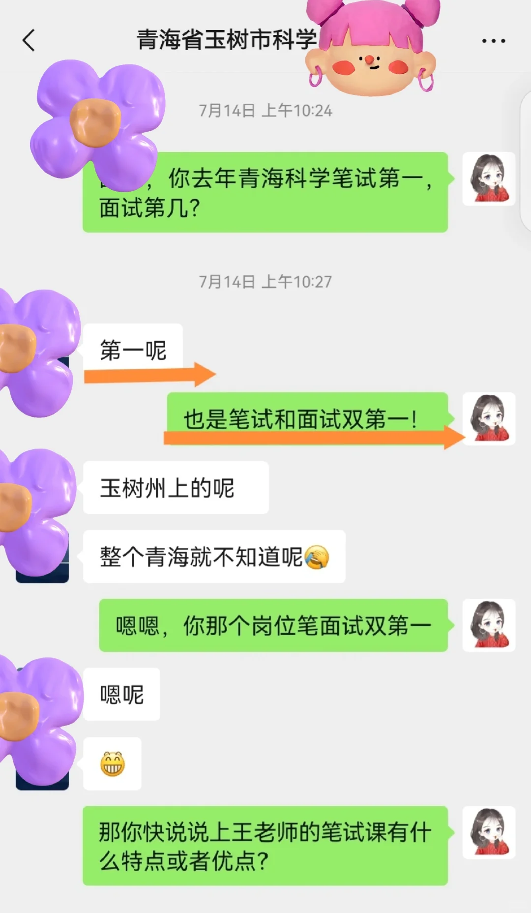 2023年青海省玉树市科学笔面双第一成功上岸