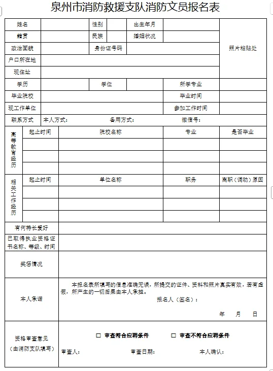 泉州消防招聘文员8名