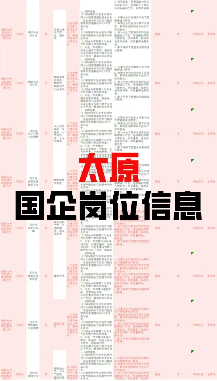 太原国企岗位信息来啦！