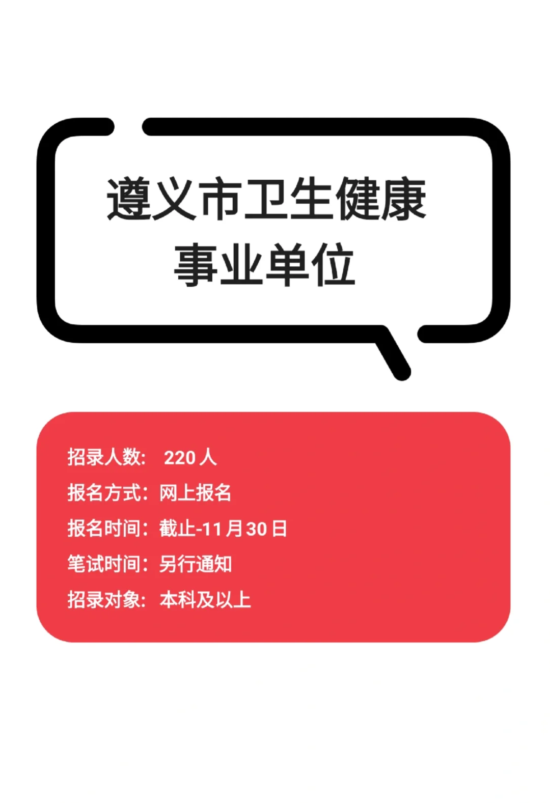遵义市卫生健康事业单位公告已出