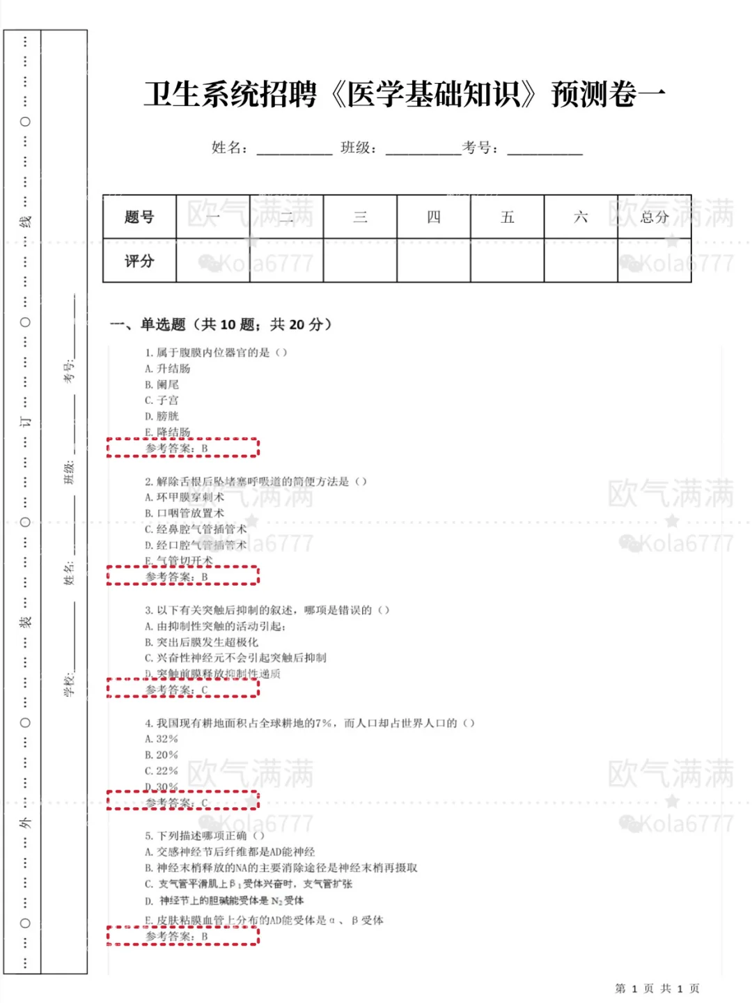 许昌市中心医院，无非就是这些题快背！