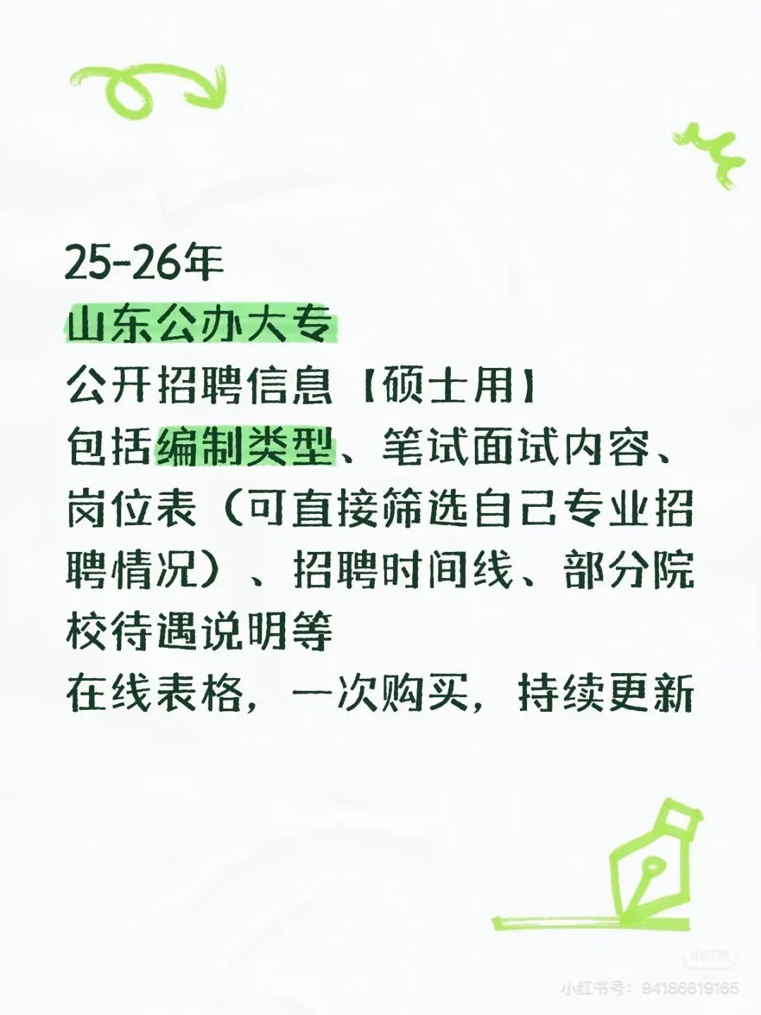 山东公办大专招聘信息表 岗位表