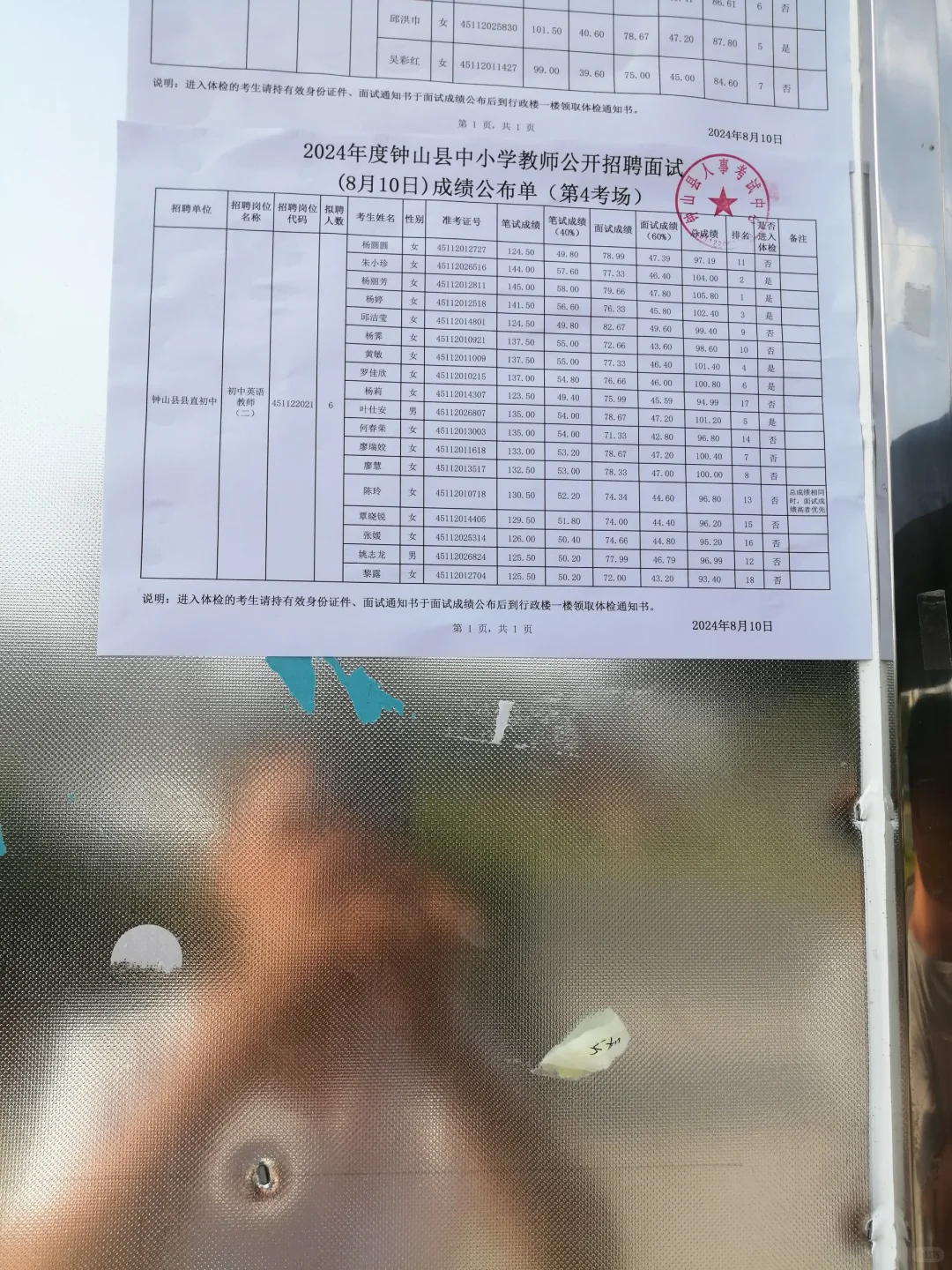 2024钟山教师招聘最终考试成绩