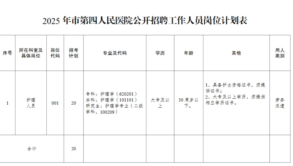 2025年市第四人民医院公开招聘工作人员