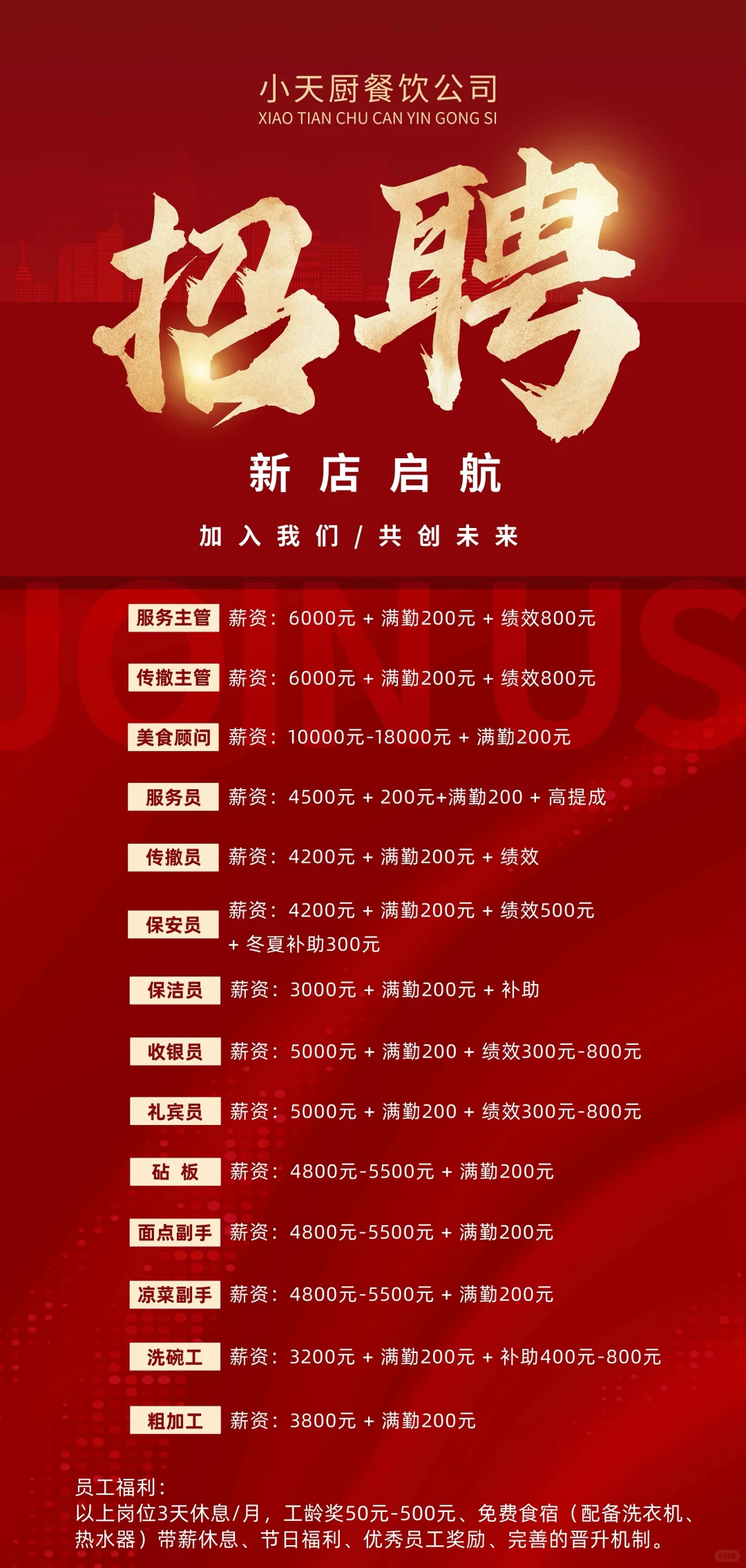 新店招聘啦！！！