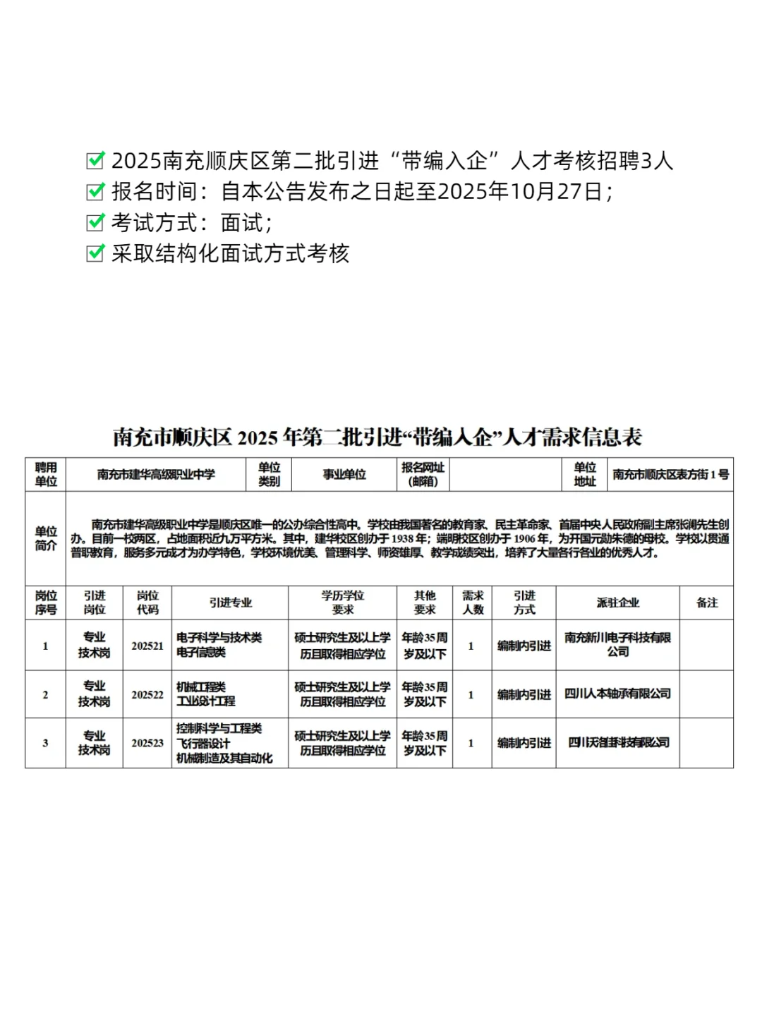 2025南充市顺庆区第二批“带编入企”公告