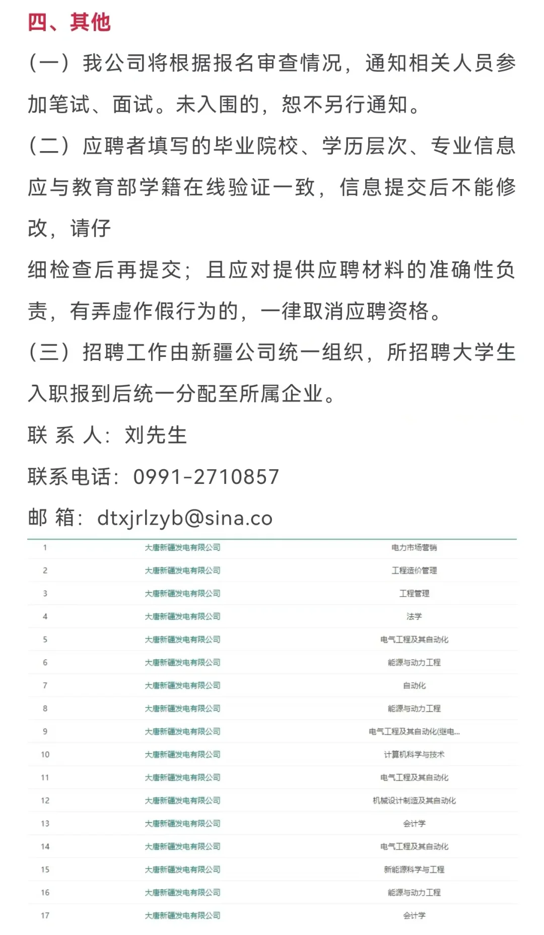 大唐新疆发电公司招聘
