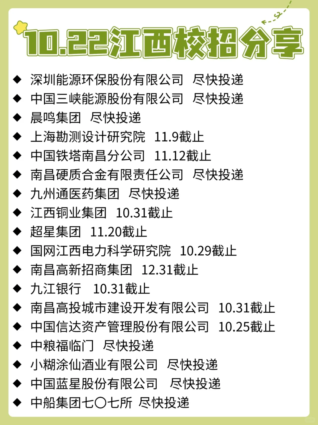 十月底的江西校招必须投！