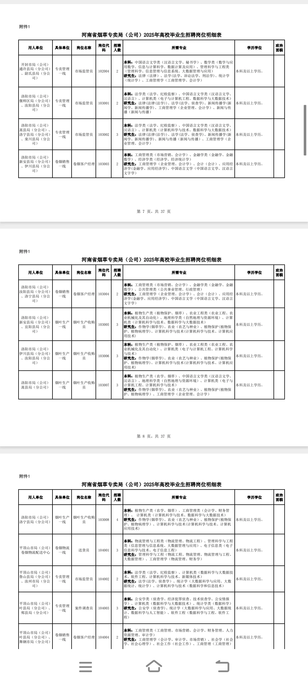 最新！2025年河南烟草岗位招聘260人
