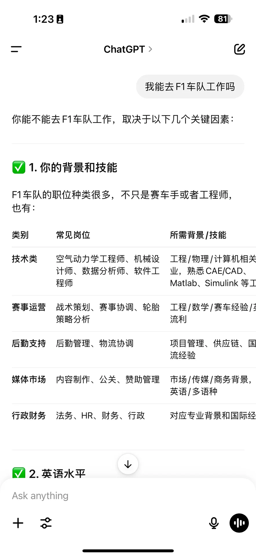 一起当同事吗？想去红牛车队🚗