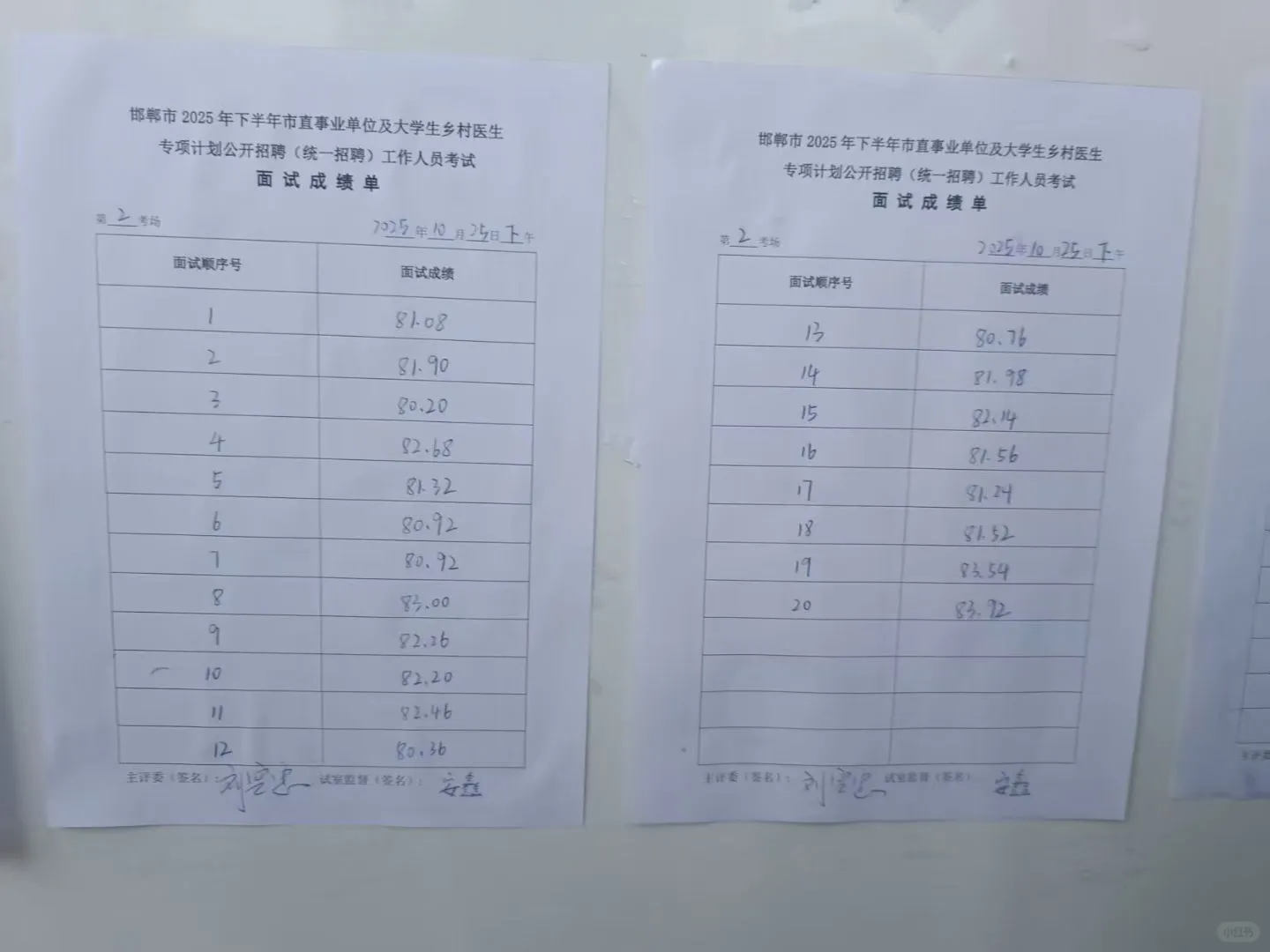 邯郸市直面试成绩已出